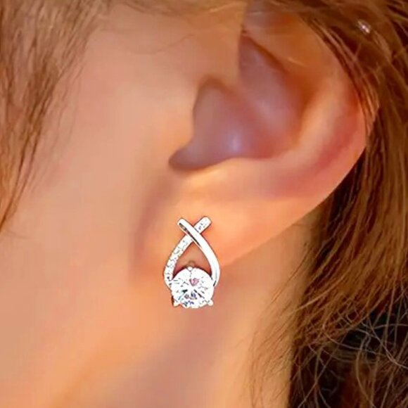 Jewelry - SILVER & CZ POST EARRINGS